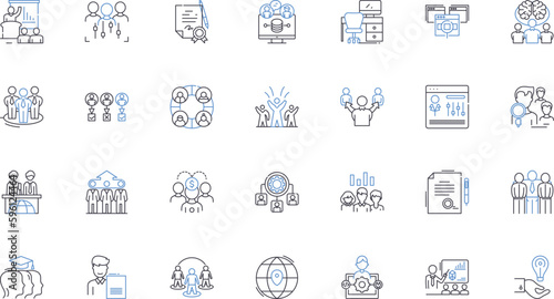 Volunteer roster line icons collection. Schedule, Availability, Shifts, Volunteer, Roster, Sign-up, Organize vector and linear illustration. Events,Calendar,Roles outline signs set