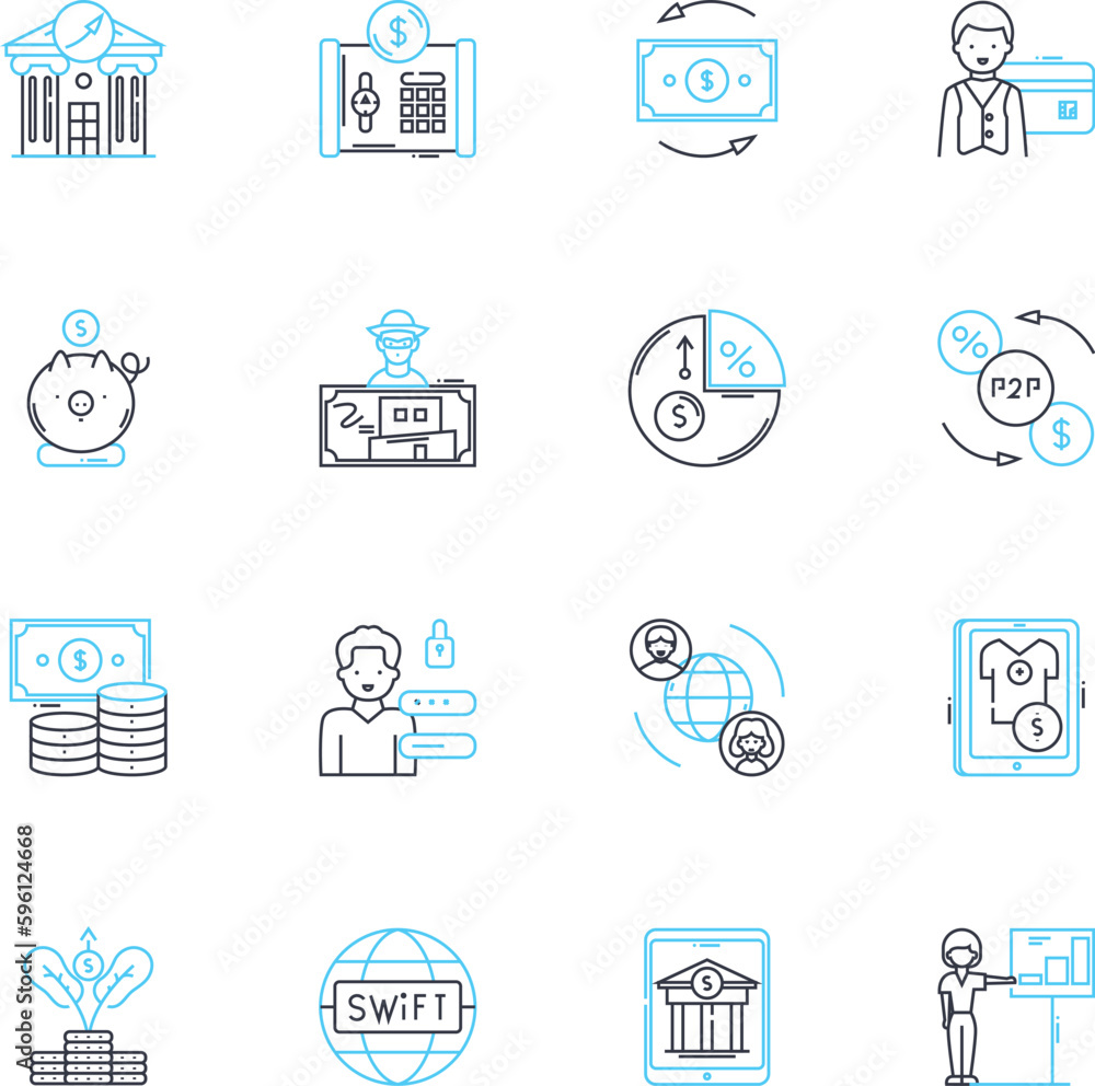 Pay Lesser Icon Electronic payment linear icons set. Digital, Card-less, Instant ...