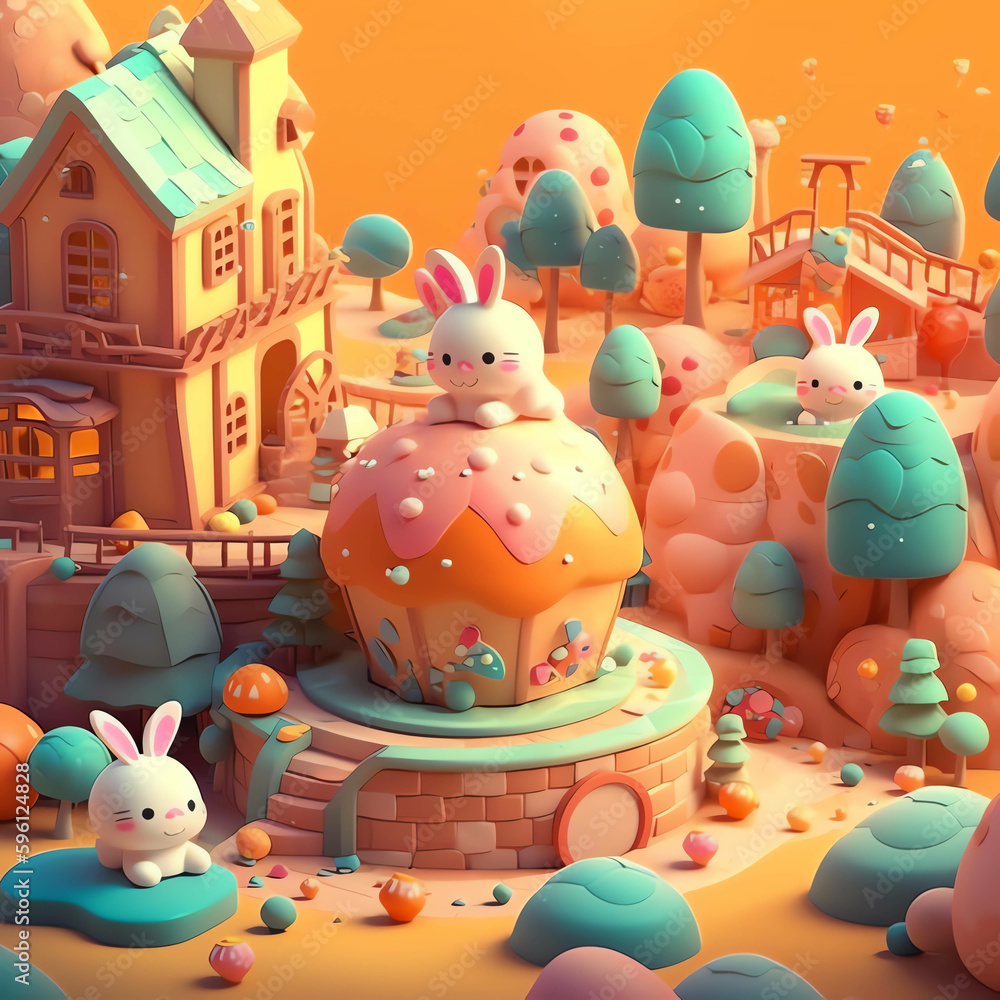 Cute fantasy cartoon with a cute style, suitable for posters and other print media Cute fantasy cartoon with a cute style, suitable for posters and other print media