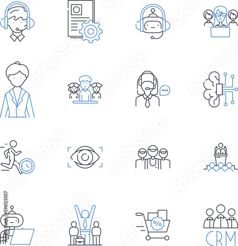 Succession planning line icons collection. Leadership, Talent, Succession, Development, Strategy, Management, Preparedness vector and linear illustration. Autonomy,Growth,Continuity outline signs set