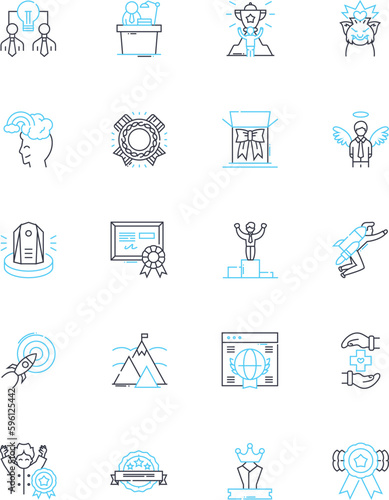 Athletic coaching linear icons set. Motivation, Discipline, Training, Performance, Strategy, Technique, Leadership line vector and concept signs. Conditioning,Nutrition,Goal-setting outline
