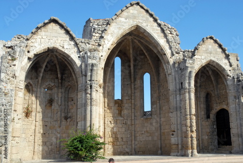 Rhodes, ruine de l'église Sainte Marie du Bourg construite au XVIe siècle © Philippe Prudhomme