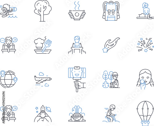 Carefree amusement line icons collection. Fun, Playful, Lighthearted, Joyful, Cheery, Happy, Blithe vector and linear illustration. Jovial,Mirthful,Gleeful outline signs set