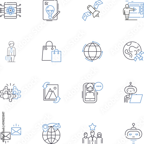 Cutting-edge revolution line icons collection. Innovation, Progress, Modernization, Advancement, Evolution, Renovation, Breakthrough vector and linear illustration. Development,Transformation