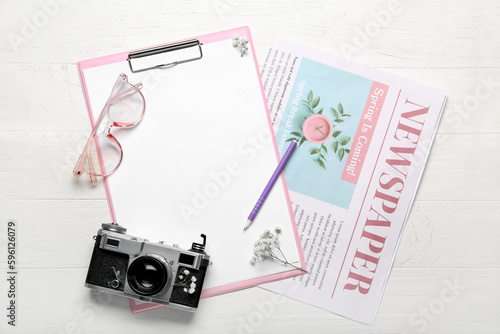 Clipboard with eyeglasses, ...