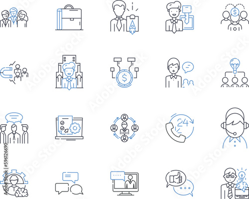 Business enterprise line icons collection. Profit, Expansion, Strategy, Marketing, Growth, Innovation, Leadership vector and linear illustration. Nerking,Collaboration,Efficiency outline signs set