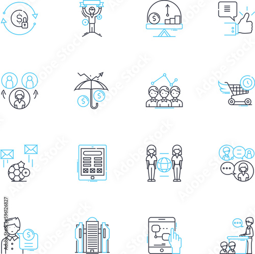 Communication skills linear icons set. Listening, Speaking, Writing, Clarity, Empathy, Assertiveness, Rapport line vector and concept signs. Comprehension,Reflection,Connection outline illustrations