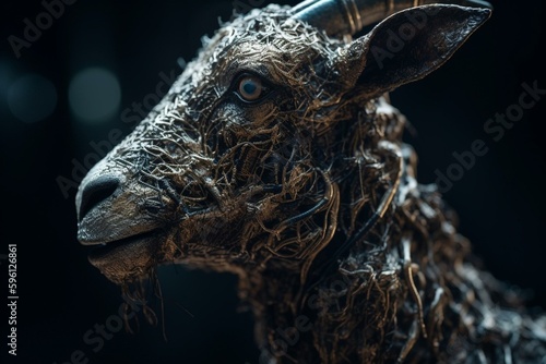 Digital goat created using technology. Generative AI