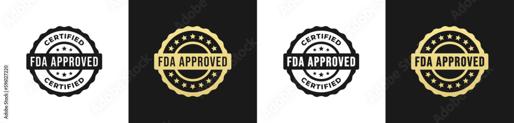 FDA Approved Label or FDA Approved Sign vector isolated in flat style. Best FDA Approved label vector for product packaging design element. Simple FDA Approved sign for packaging design element.