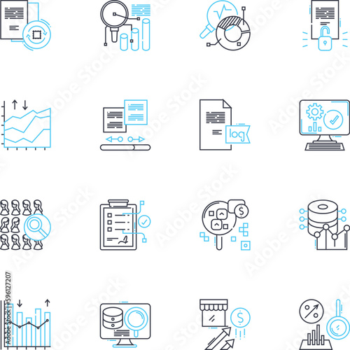 Tax papers linear icons set. Receipts, Returns, Refund, Deductions, Income, Exemptions, Taxes line vector and concept signs. W-,,Audit outline illustrations