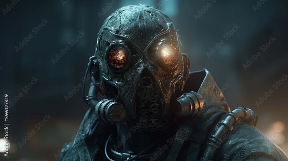 monstrous masked, digital art illustration, Generative AI monstrous masked, digital art illustration, Generative AI