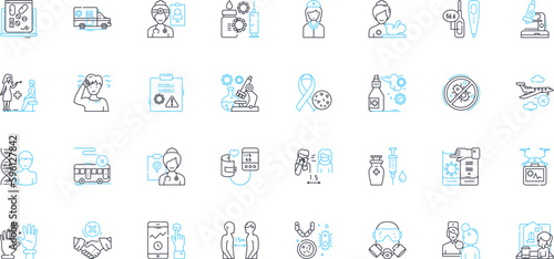Electronic health linear icons set. EHR, Telemedicine, Wearables, Healthtech, Digitalization, ePrescribing, EMR line vector and concept signs. Healthbots,Patient portal,Remote-monitoring outline
