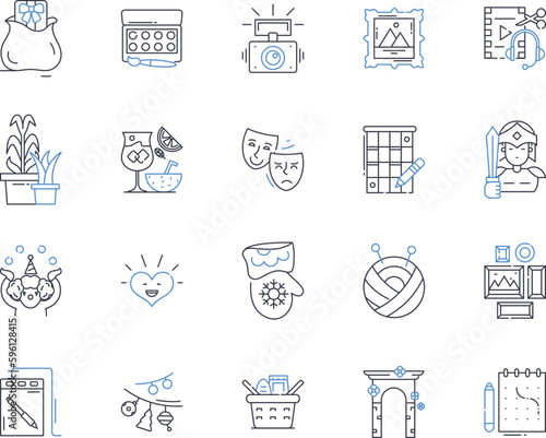 Avant-garde interests line icons collection. Nonconformity, Unconventional, Experimental, Progressive, Unorthodox, Inventive, Innovative vector and linear illustration. Outrageous,Forward-thinking