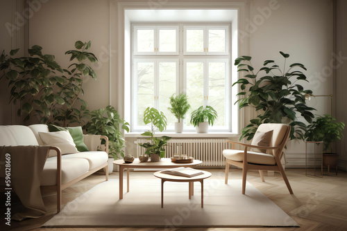 Minimalist and modern Interior Living Room Style Transform Your with Simple Elegant Decor. generative ai