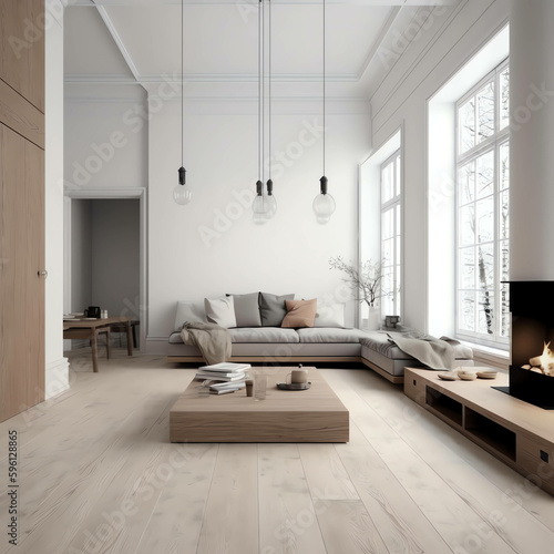 Minimalist and modern Interior Living Room Style Transform Your with Simple Elegant Decor. generative ai