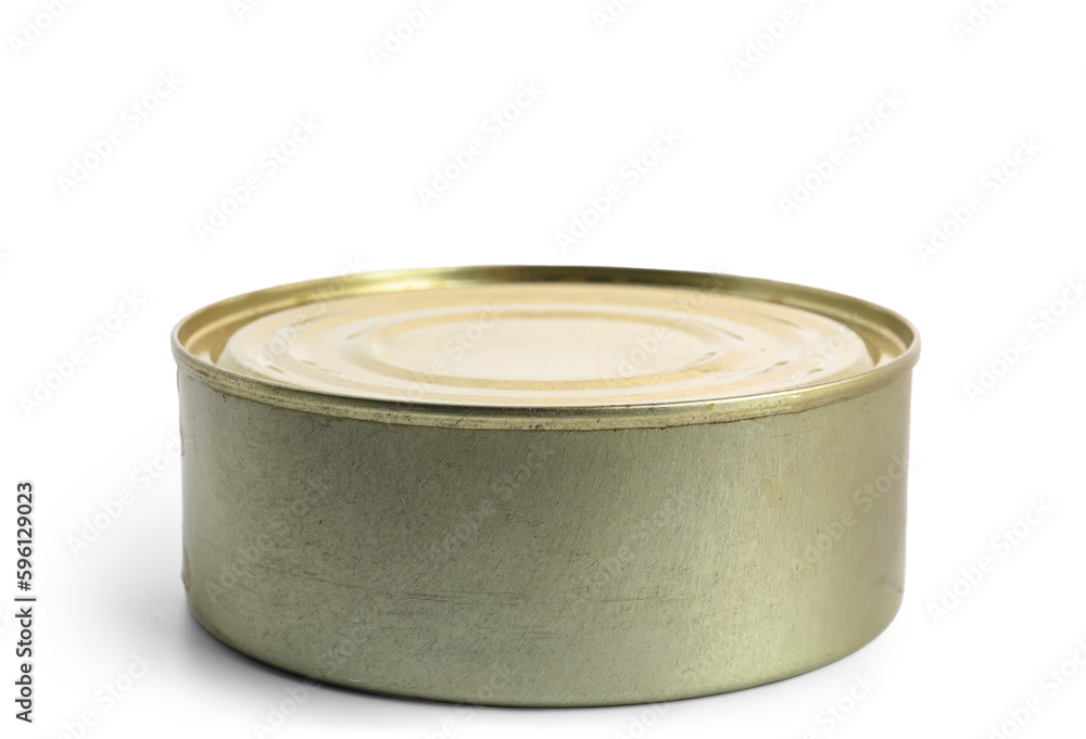 Tin can with fish isolated on white background Tin can with fish isolated on white background