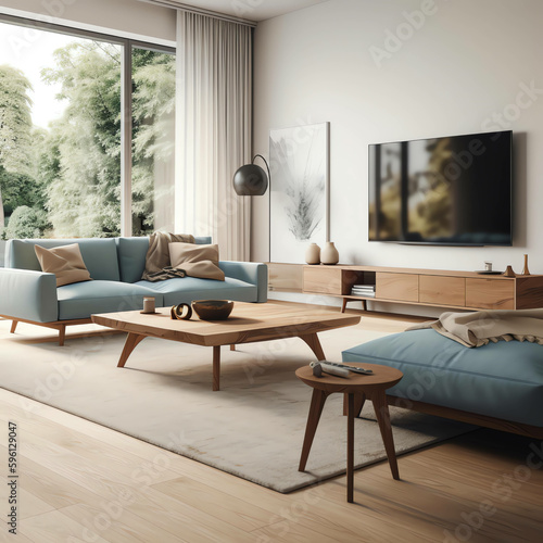 Minimalist and modern Interior Living Room Style Transform Your with Simple Elegant Decor. generative ai