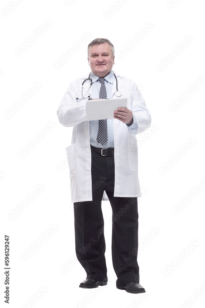 competent doctor with clipboard. isolated on a white background. competent doctor with clipboard. isolated on a white background.
