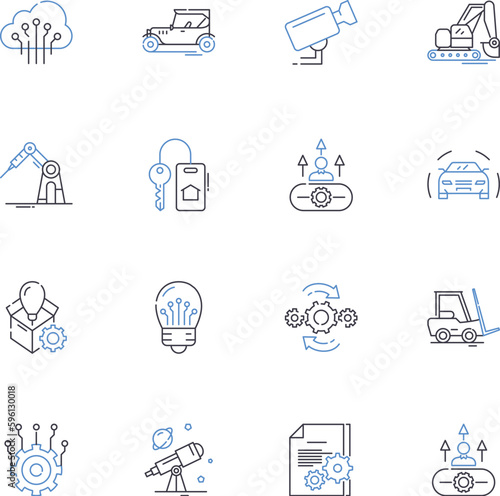 Gravity line icons collection. Force, Motion, Attraction, Mass, Space, Galaxies, Planets vector and linear illustration. Blackhole,Weight,Newton outline signs set
