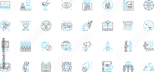 Trade regulation linear icons set. Competition, Antitrust, Monopoly, Cartel, Price-fixing, Mergers, Acquisitions line vector and concept signs. Market power,Predatory pricing,Fair competition outline