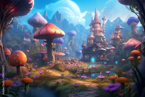 Magic Land: Enchanting Lighting and Surreal Elements in a Dreamy Fantasy - Generative AI 
