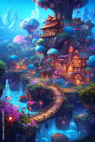 Magic Land: Enchanting Lighting and Surreal Elements in a Dreamy Fantasy - Generative AI 