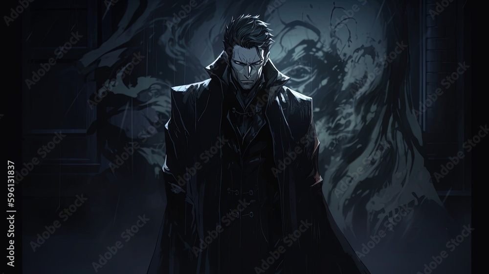 man lurks in the shadows, digital art illustration, Generative AI man lurks in the shadows, digital art illustration, Generative AI