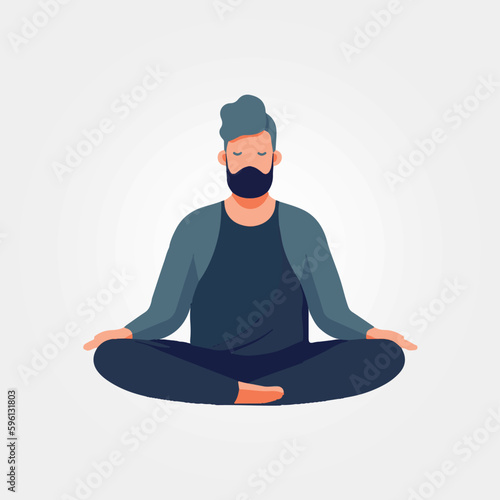 vector illustration, man sitting meditating
