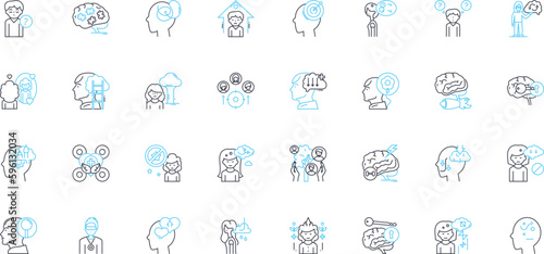 Mental Capacity linear icons set. Cognition, Intelligence, Ability, Competence, Rationality, Sanity, Understanding line vector and concept signs. Reasoning,Comprehension,Judgement outline