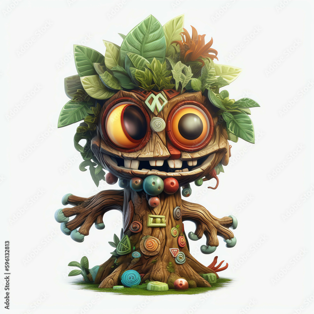 Whimsical 3D Illustration of a Cartoon Monster Tree with Expressive Eyes Generative ai Whimsical 3D Illustration of a Cartoon Monster Tree with Expressive Eyes Generative ai