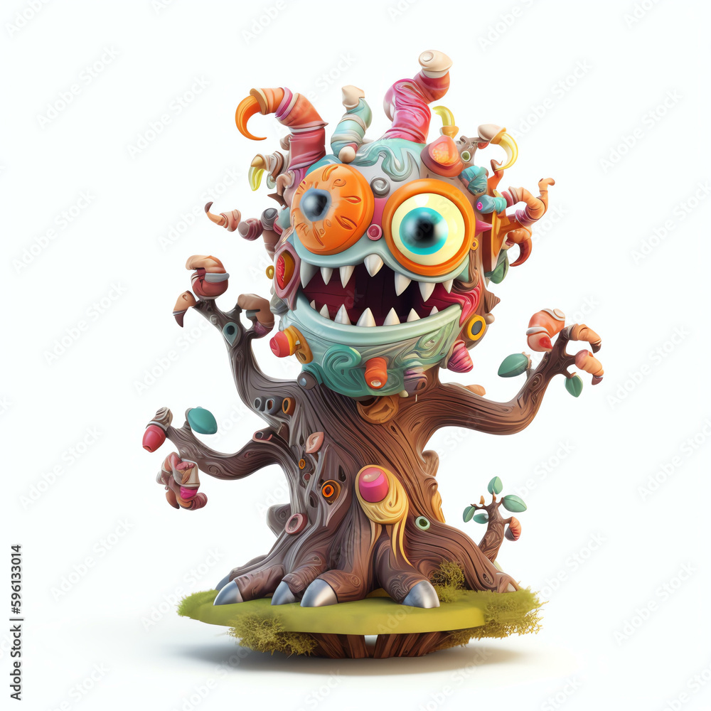 Expressive Cartoon Monster Tree in 3D with Generative AI Character Designs Expressive Cartoon Monster Tree in 3D with Generative AI Character Designs