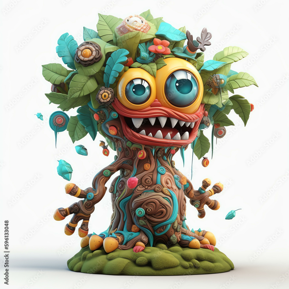 Cartoon 3D Polychrome Sculpture of a Cartoon Monster Tree with Many Eyes and Generative AI
Cartoon 3D Polychrome Sculpture of a Cartoon Monster Tree with Many Eyes and Generative AI