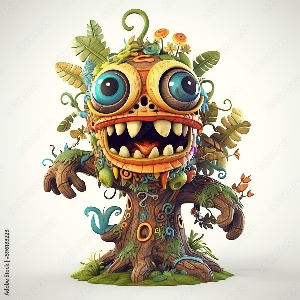 Cartoon 3D Polychrome Sculpture of a Cartoon Monster Tree with Many Eyes and Generative AI
Cartoon 3D Polychrome Sculpture of a Cartoon Monster Tree with Many Eyes and Generative AI