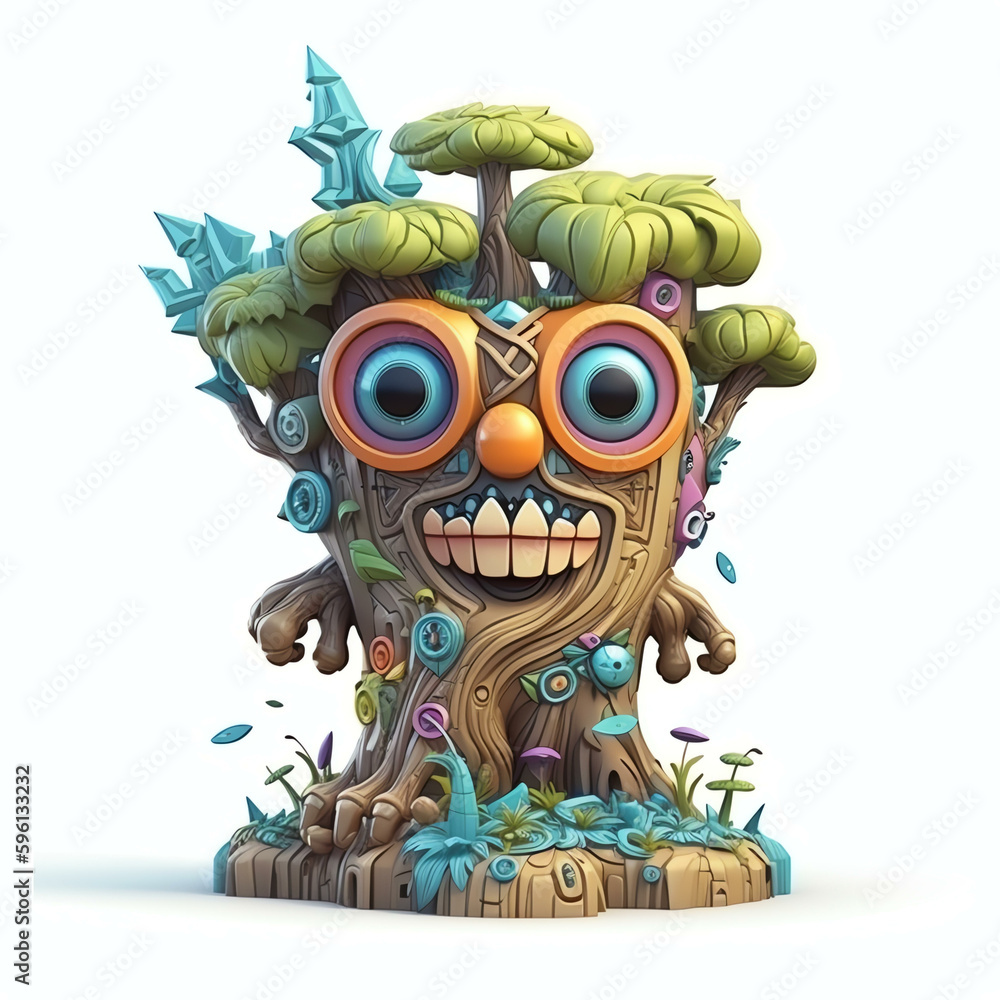 Cartoon 3D Polychrome Sculpture of a Cartoon Monster Tree with Many Eyes and Generative AI
Cartoon 3D Polychrome Sculpture of a Cartoon Monster Tree with Many Eyes and Generative AI