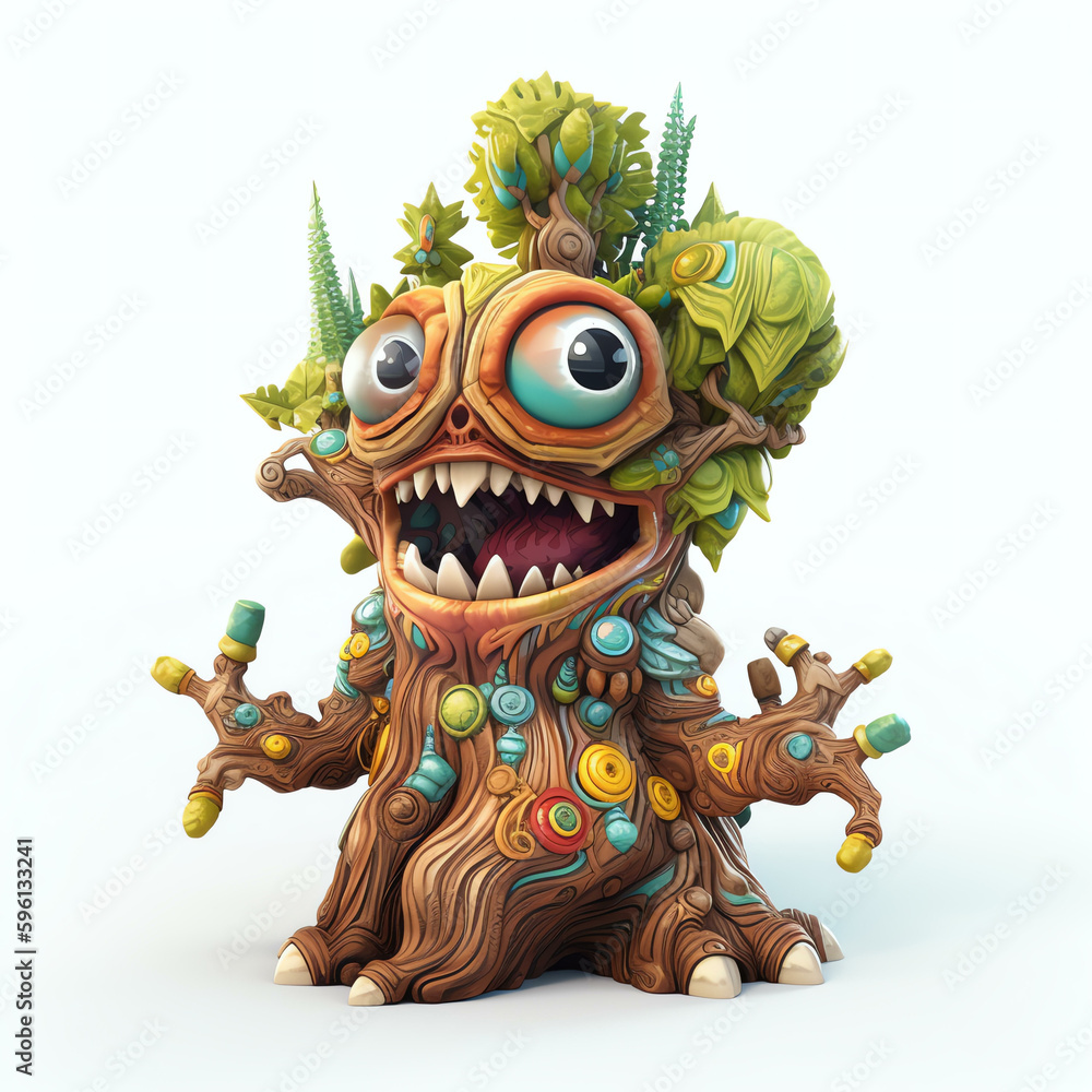 Cartoon 3D Polychrome Sculpture of a Cartoon Monster Tree with Many Eyes and Generative AI
Cartoon 3D Polychrome Sculpture of a Cartoon Monster Tree with Many Eyes and Generative AI