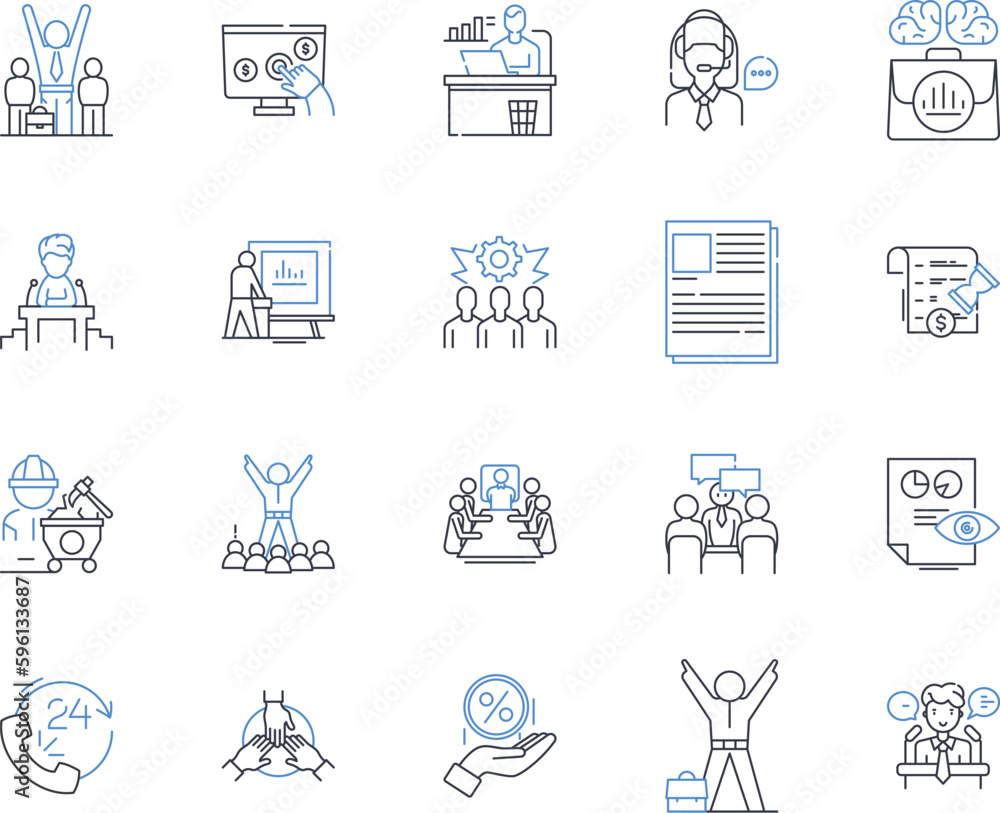 Personnel presence line icons collection. Staffing, Employees, Workers, Team, Personnel, Group, Crew vector and linear illustration. Squad,Force,Members outline signs set Personnel presence line icons collection. Staffing, Employees, Workers, Team, Personnel, Group, Crew vector and linear illustration. Squad,Force,Members outline signs set