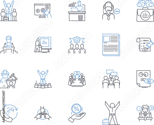 Personnel presence line icons collection. Staffing, Employees, Workers, Team, Personnel, Group, Crew vector and linear illustration. Squad,Force,Members outline signs set