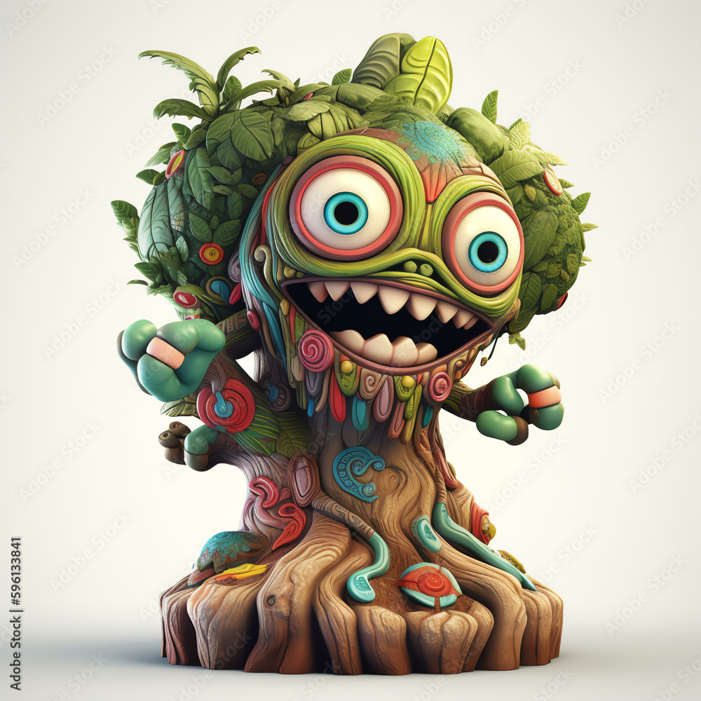 Cartoon 3D Polychrome Sculpture of a Cartoon Monster Tree with Generative AI
Cartoon 3D Polychrome Sculpture of a Cartoon Monster Tree with Generative AI