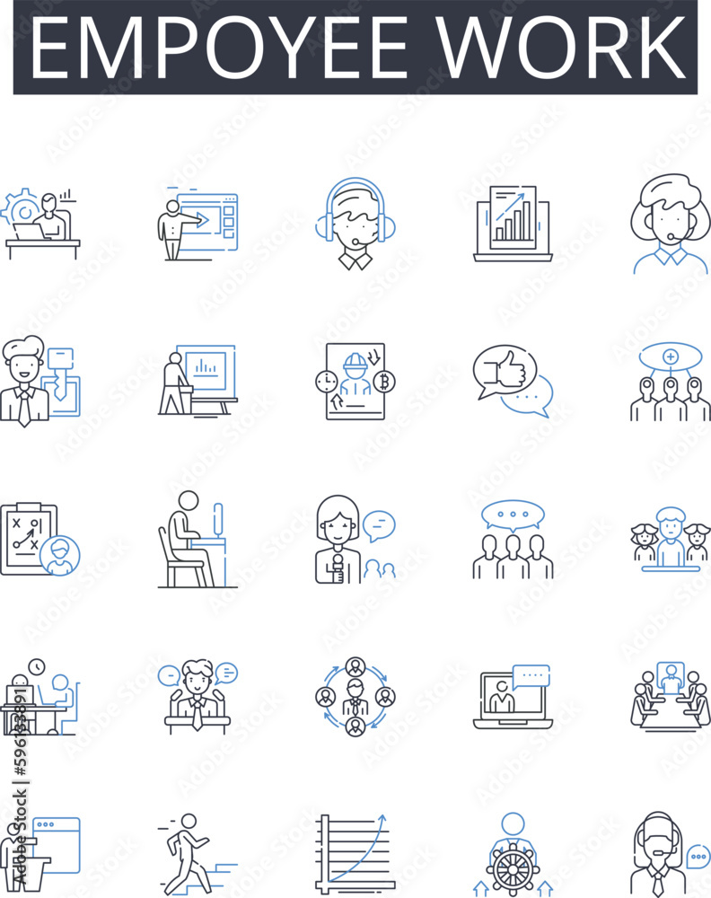 Empoyee work line icons collection. Architecture, Culture, Landmarks, Preservation, Heritage, Antiquity, Monuments vector and linear illustration. Remnants,Piers,Legacy outline signs set
