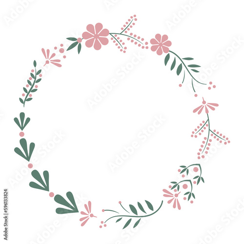 Floral wreath frame in pastel colours
