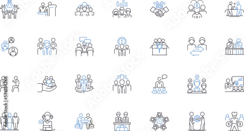 Operations crew line icons collection. Logistics, Coordination, Planning, Execution, Organization, Efficiency, Management vector and linear illustration. Delegation,Resourcefulness,Productivity