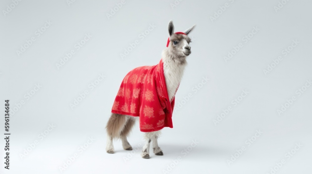 Llama in a red pyjama generated with Generative AI technology