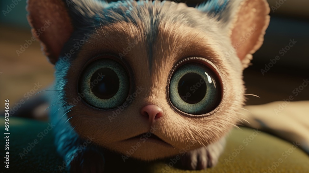 Obraz premium Sweet creature cat with round bright eyes. AI generated