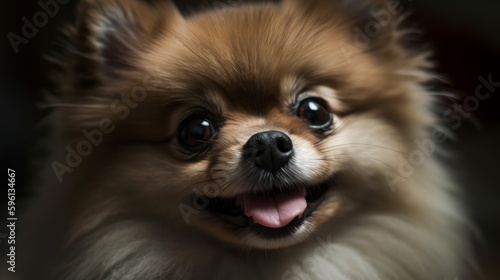 Cute Pomeranian dog face close-up. AI generated © ArtStage
