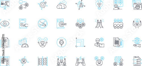 Cooperation linear icons set. Alliance, Collaboration, Harmony, Unity, Partnership, Accord, Synergy line vector and concept signs. Coordination,Interdependence,Collaboration outline illustrations
