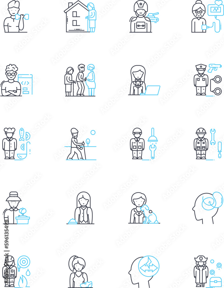 Sociology linear icons set. Culture, Identity, Inequality, Norms, Power, Class, Race line vector and concept signs. Gender,Socialization,Discrimination outline illustrations Sociology linear icons set. Culture, Identity, Inequality, Norms, Power, Class, Race line vector and concept signs. Gender,Socialization,Discrimination outline illustrations