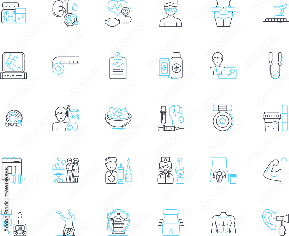 Body fitness linear icons set. Strength, Flexibility, Endurance, Agility, Stamina, T, Energy line vector and concept signs. Athletics,Wellness,Cardio outline illustrations Body fitness linear icons set. Strength, Flexibility, Endurance, Agility, Stamina, T, Energy line vector and concept signs. Athletics,Wellness,Cardio outline illustrations