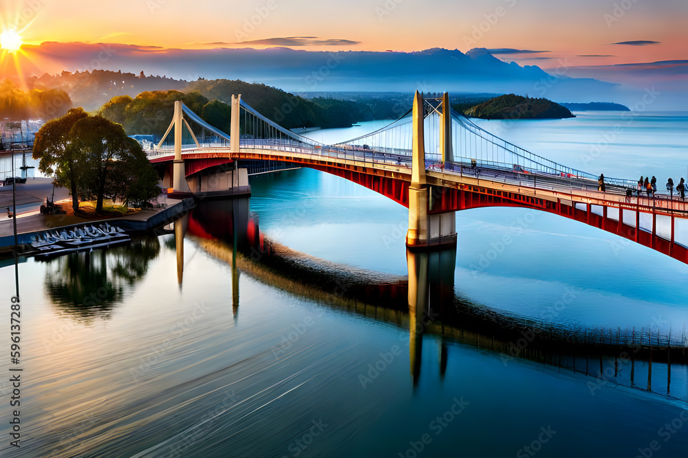 Fototapeta premium sunset over the bridge