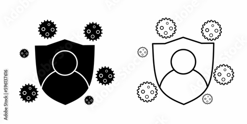 outline silhouette immune system icon set isolated on white background