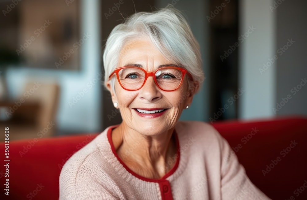 Smiling senior woman posing inside a room looking at the camera. Smiling senior woman posing inside a room looking at the camera.